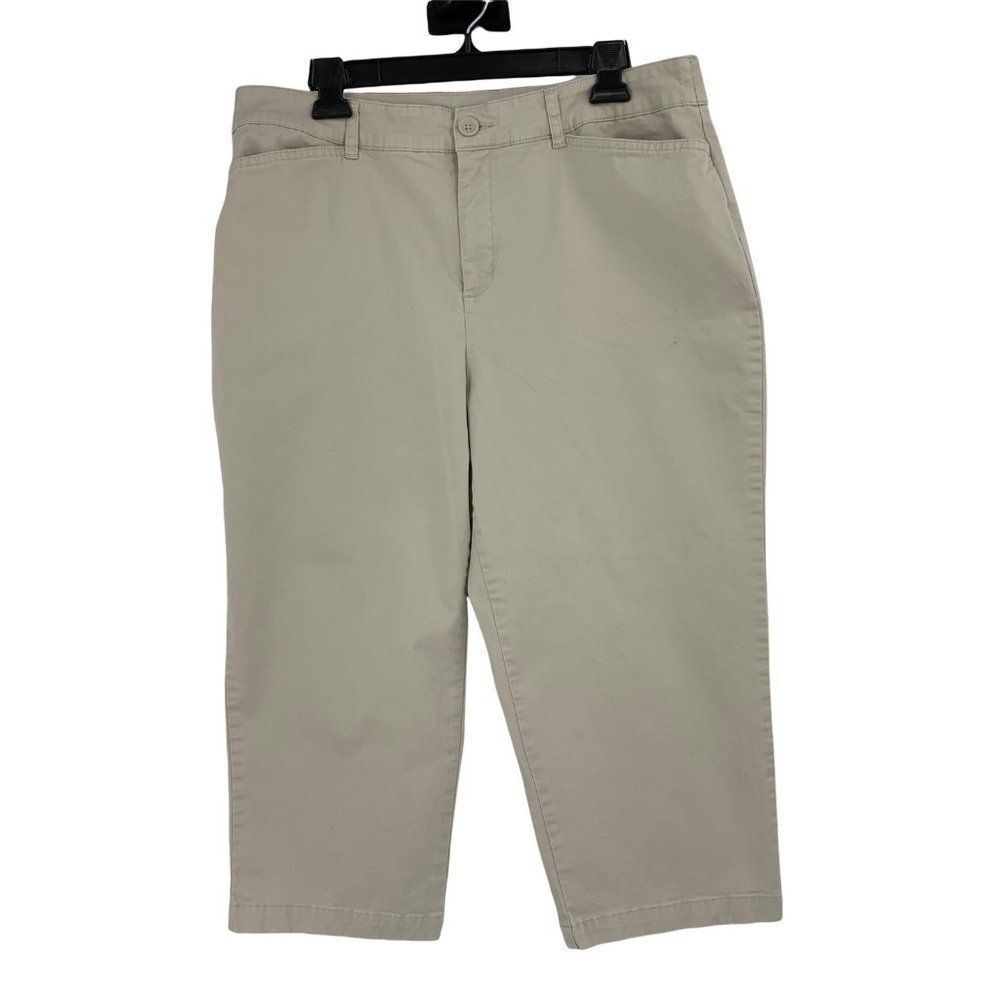 Women’s Croft & Barrel Capri Chino Pants Size 14 Classic Stretch Beige 0362